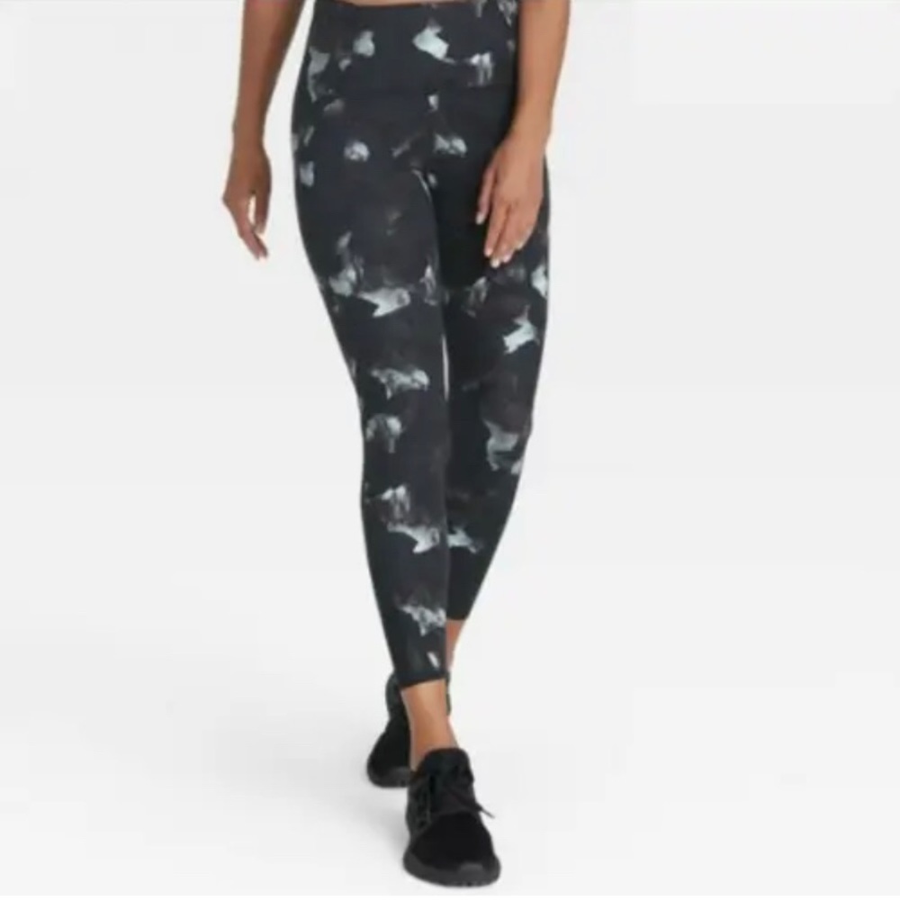 Women's Sculpted Linear Camo Print High-Rise Leggings All in Motion Black